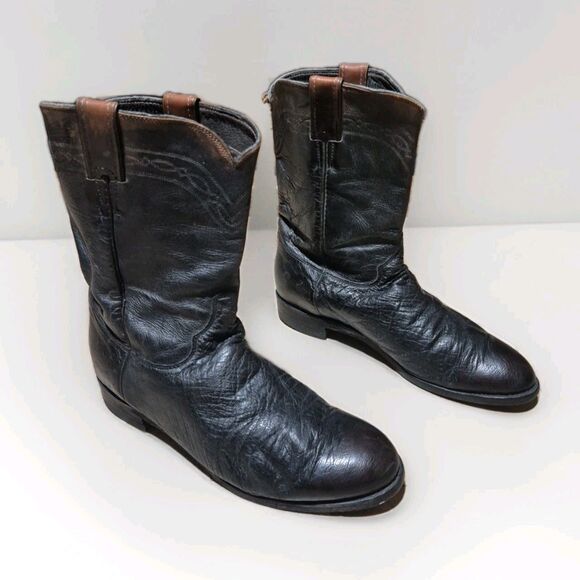 Justin Leather Men\'s Smooth Ostrich Boots Roper Western 9.5 EE  3021 USA